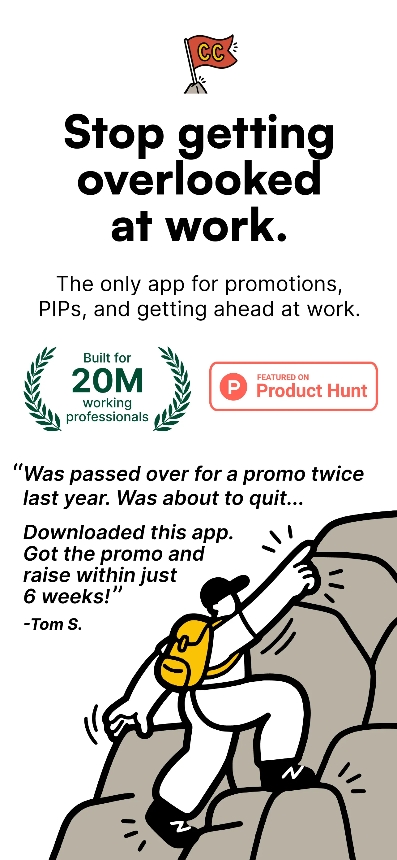 CareerClimb win logging screen on iPhone